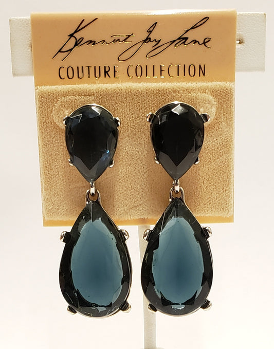 Silver- Sapphire Teardrop Pierced Earring