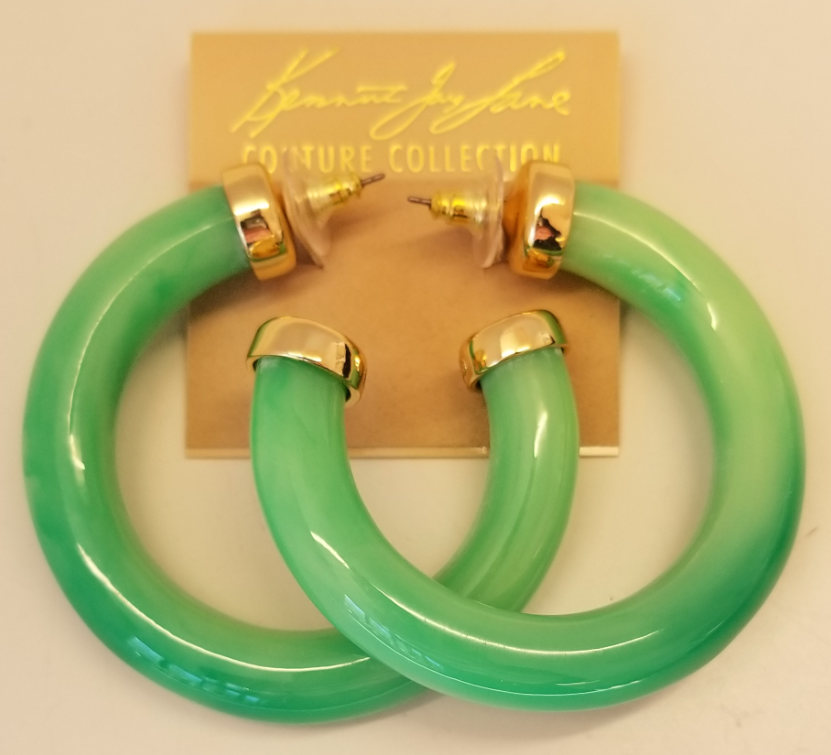 2.5" Jade tube hoop pierced earring