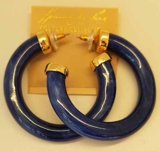 2.5" Lapis lazuli tube hoop pierced earring