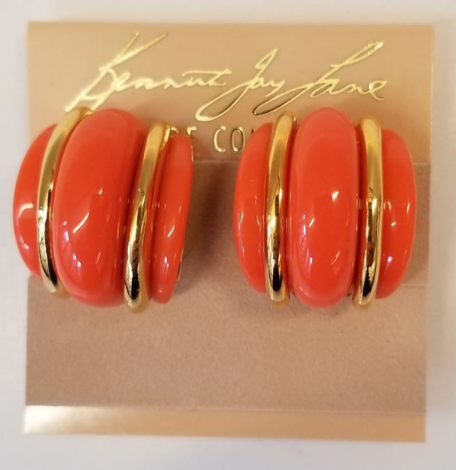 Double Gold Coral Domed Clip Earring