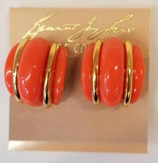 Double Gold Coral Domed Clip Earring