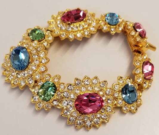 Gold and Crystal Multi Gem Bracelet