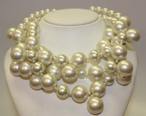 3row Light Cultura Pearl Cluster Drop Necklace