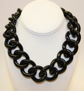 18" Black Link Gold Clasp Necklace
