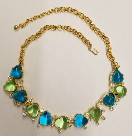 aqua and peridot nuggets bib neck