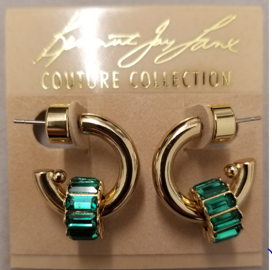 Emerald Baguette Hoop Pierced Earring