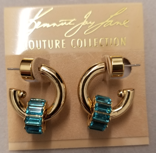 Aqua Baguette Hoop Pierced Earring