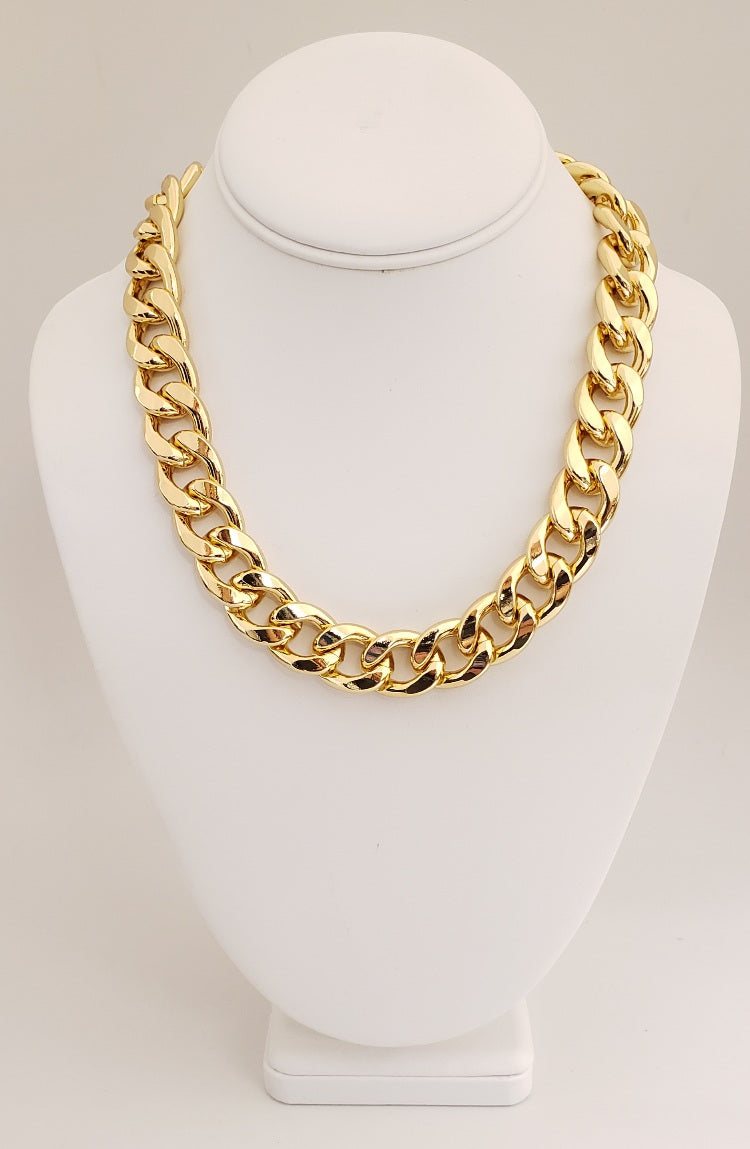 19" Gold Link Necklace with S Hook Clasp