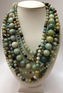 19" 7 Row Amazonite Bead Necklace