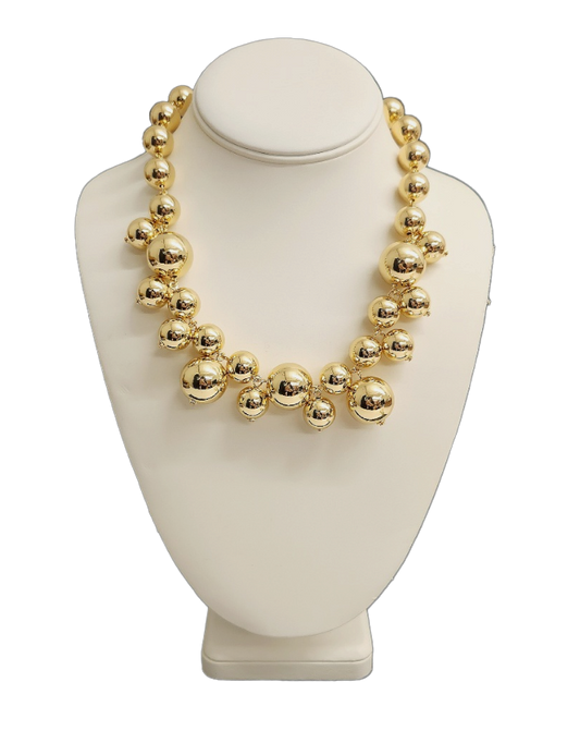 16.5 - 19.5" Polished Gold Beads Necklace