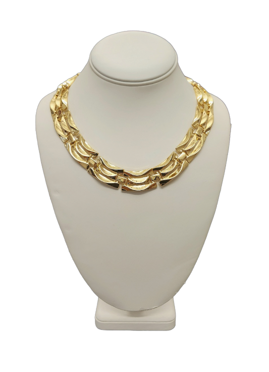 Polished Gold Bars Link Necklace