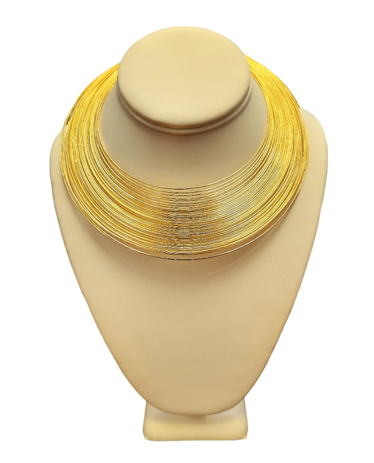 Multi Row Gold Wire Open Collar Neck