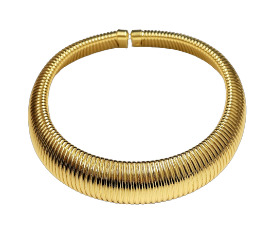 Ribbed Gold Choker Necklace w