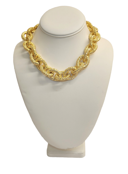 17" Gold Textured Link Toggle Necklace