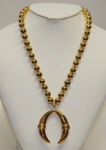 20" Polished Gold Claw Pendant on Gold Bead Necklace