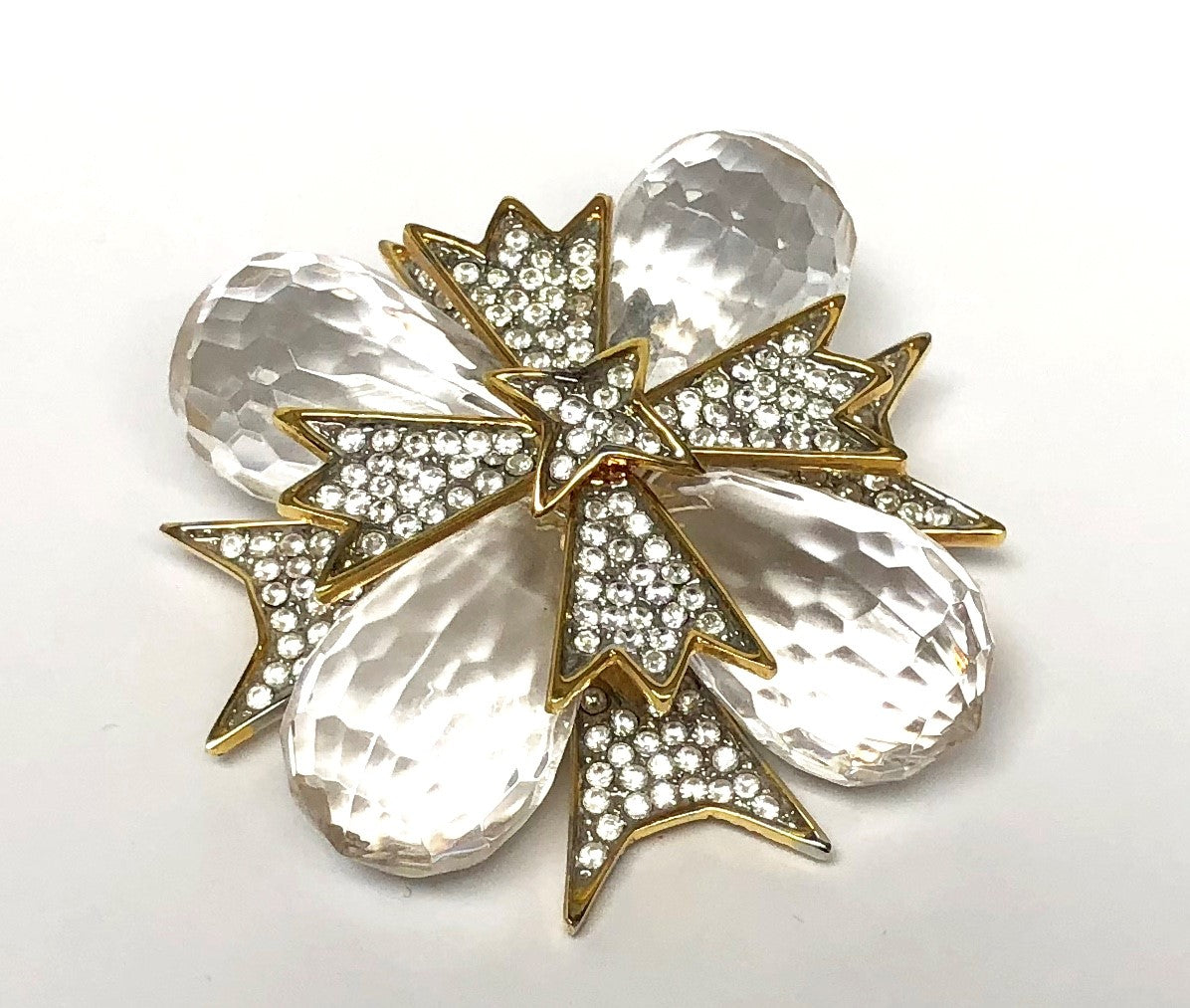 Gold Crystal Clear Cross Pin