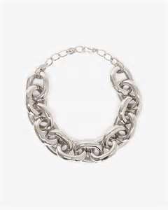 16" Polished silver large link chain necklace