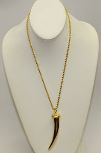 34" Polished Gold Horn Pendant Necklace