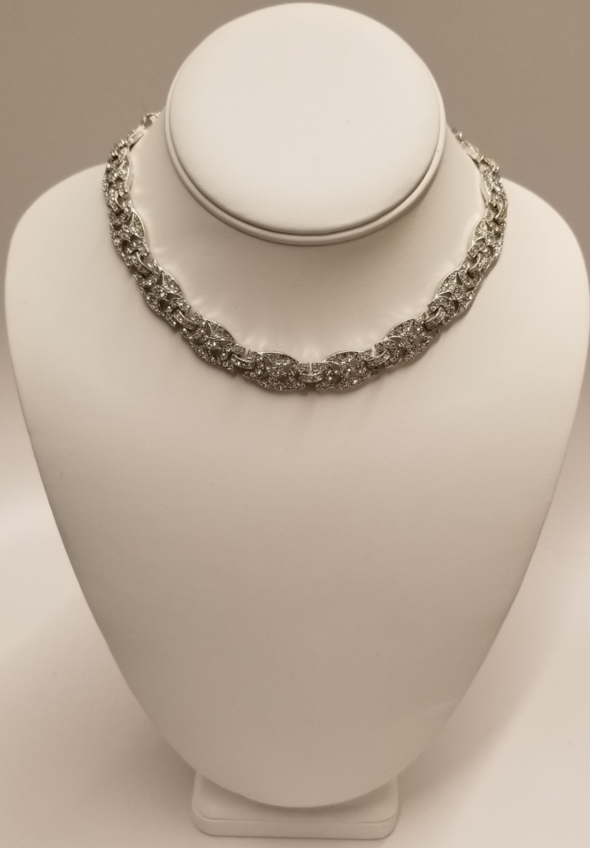 Silver Crystal Link Necklace