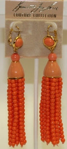 Coral Top-12 Row Coral Tassel Wire Earring