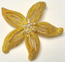 Gold With crystals Center Starfish Pin