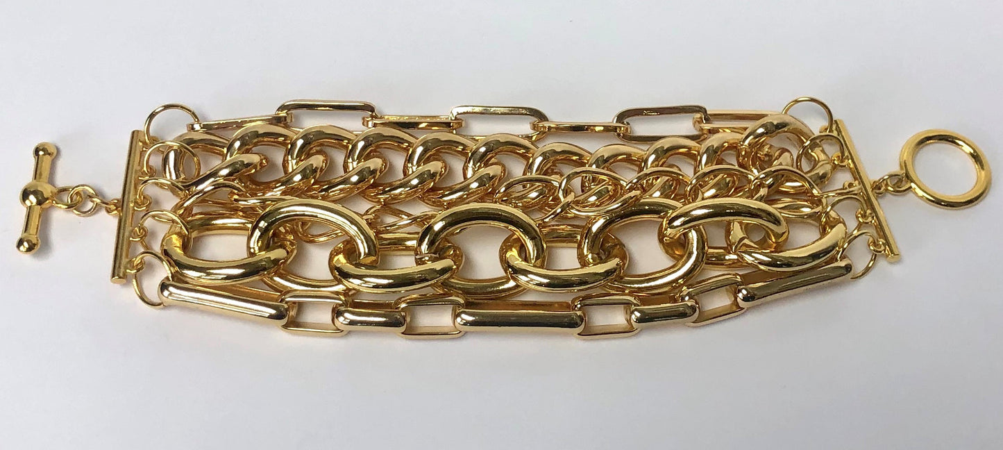 Gold 5 Row Links Bracelet