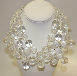 3row Clear Bead Cluster Drop Necklace