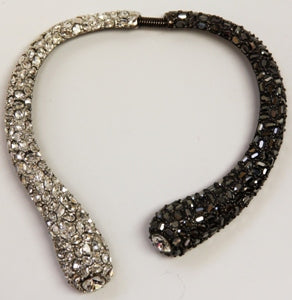 Gunmetal And Silver Crystal Ends Bib Necklace