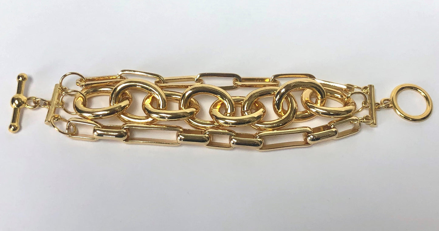 Gold 3 Row Links Bracelet