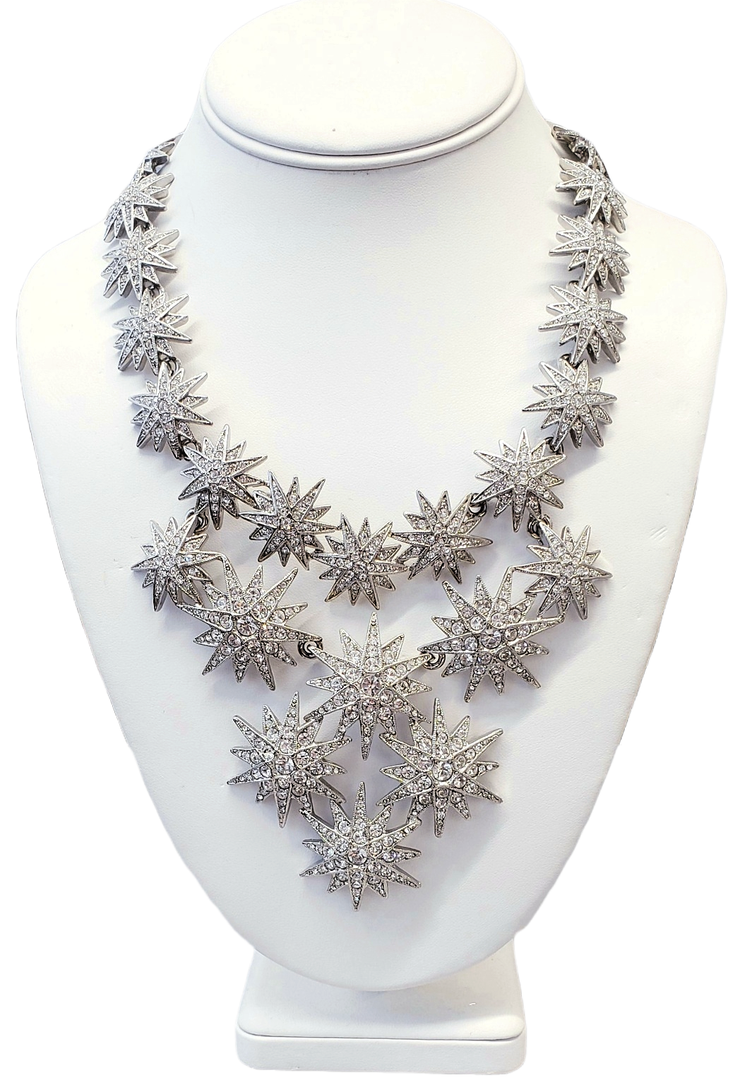 15"-19" Sliver- Crystal Starburst Bib Necklace