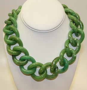 18" Jade Link Gold Clasp Necklace