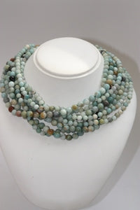 8row Amazonite Bead Gold Clasp Necklace