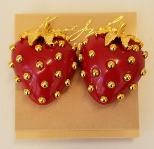 Red and Gold Studs Strawberry Clip Earring