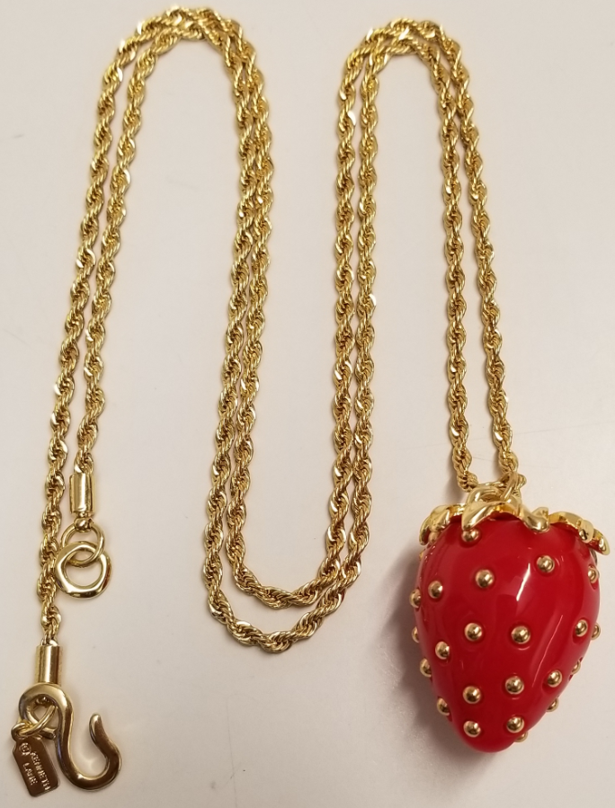 34" Gold Chain Red Strawberry Pendant Necklace