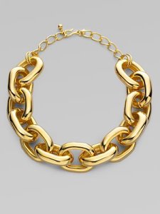 Large polished gold chain link necklace