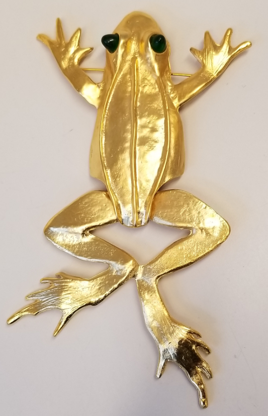 Large Gold Frog Brooch