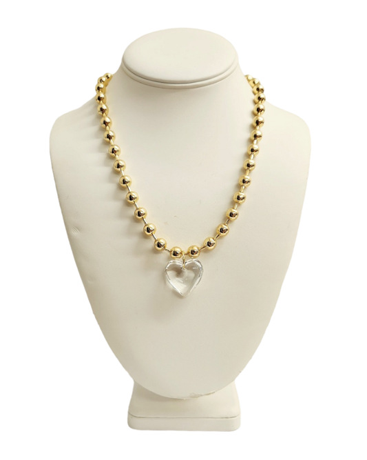 Clear Heart Pendant Necklace