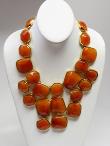 16" Polished Gold Set Amber Nuggets Drop Necklace