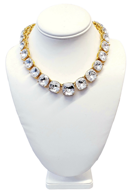 15"-18" Gold and Crystal Headlight Necklace