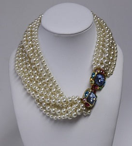 8 Row Pearl Toursade With Multi Pastel Clasp