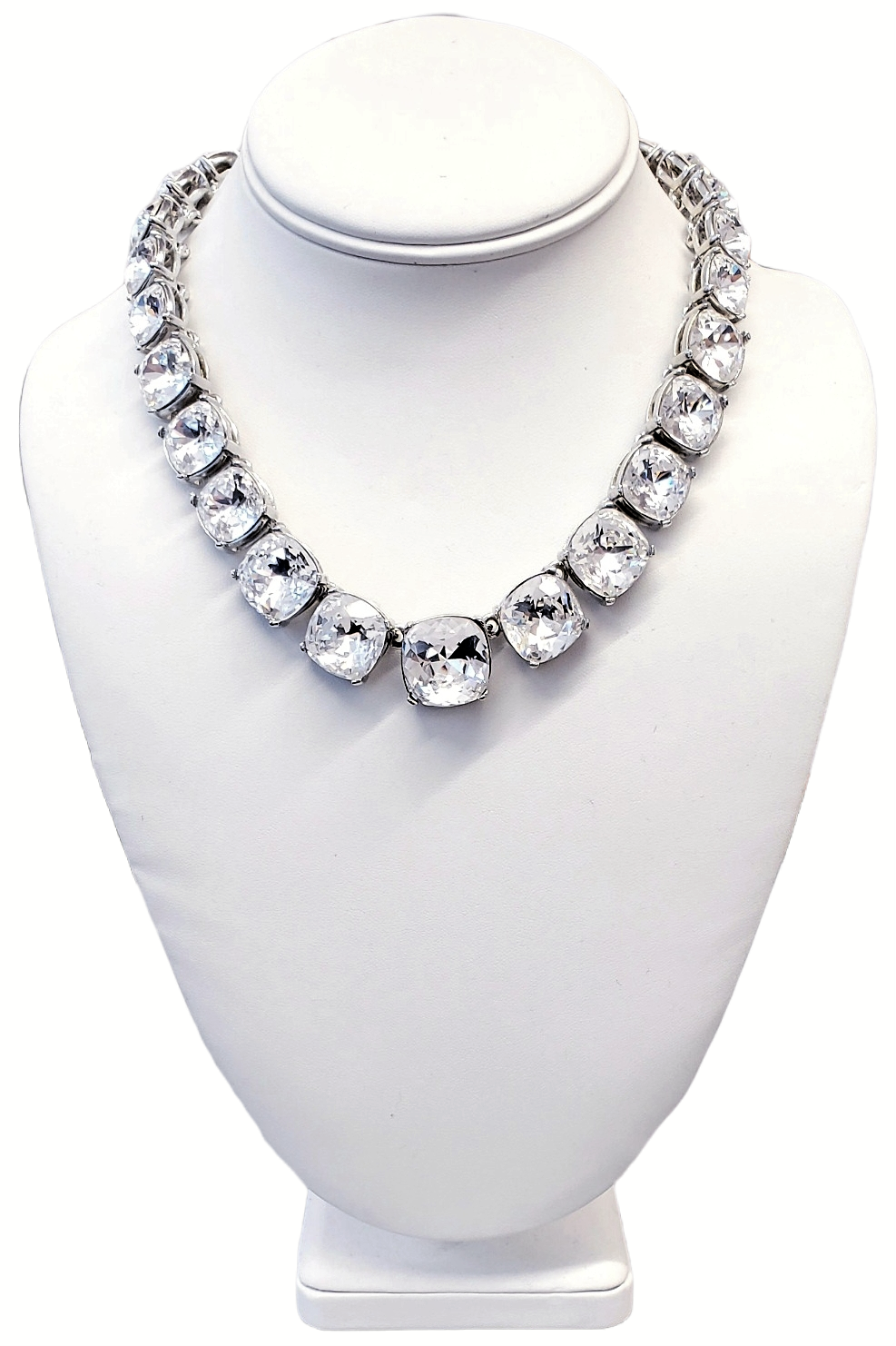 15-18" Silver and Crystal Graduated Headlight Necklace