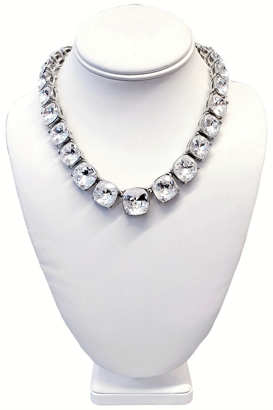 15-18" Silver and Crystal Graduated Headlight Necklace