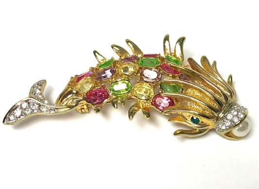 Gold and Multi Pastel Fish Pin