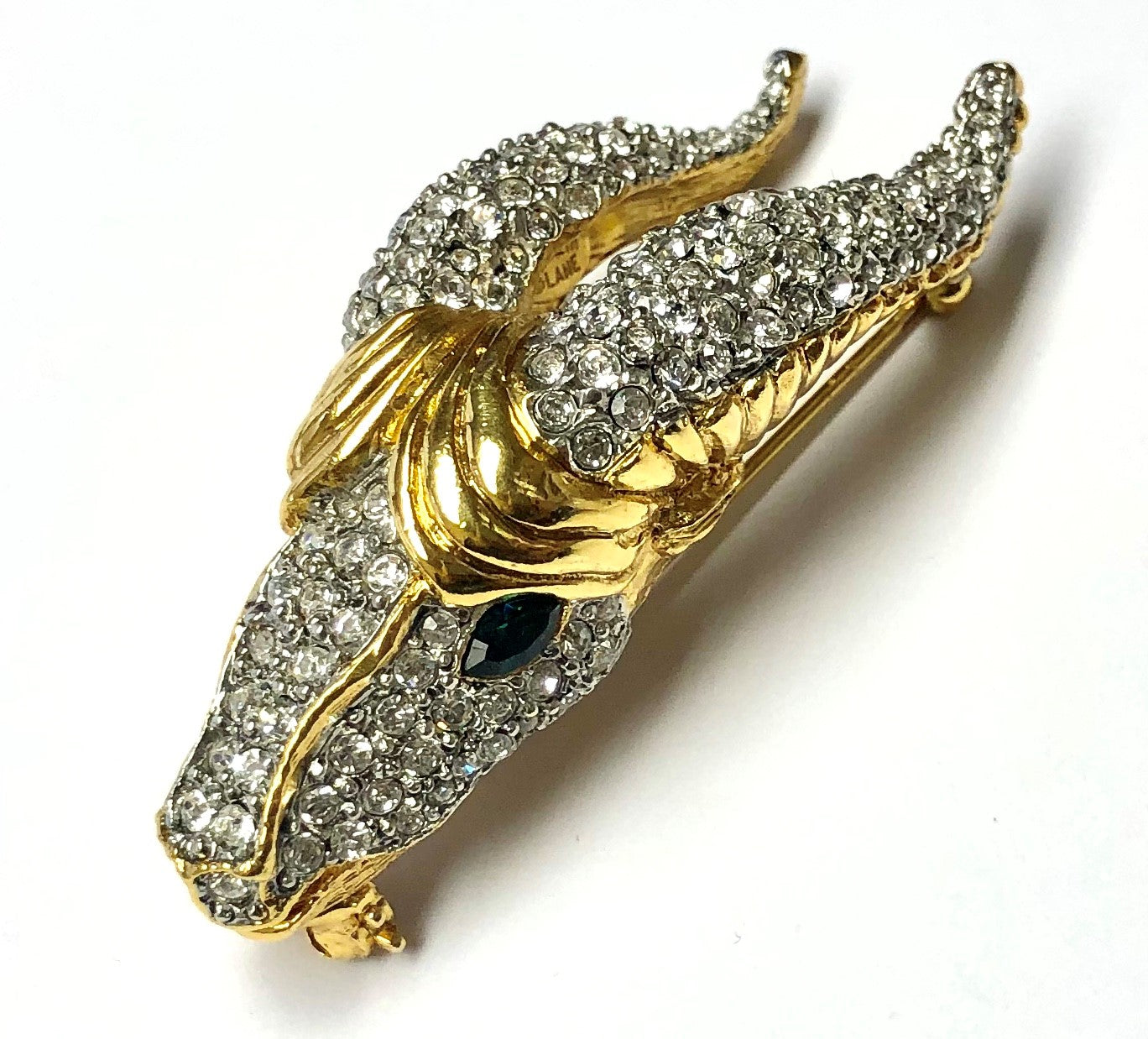 Gold Rhinestones Capricorn Pin