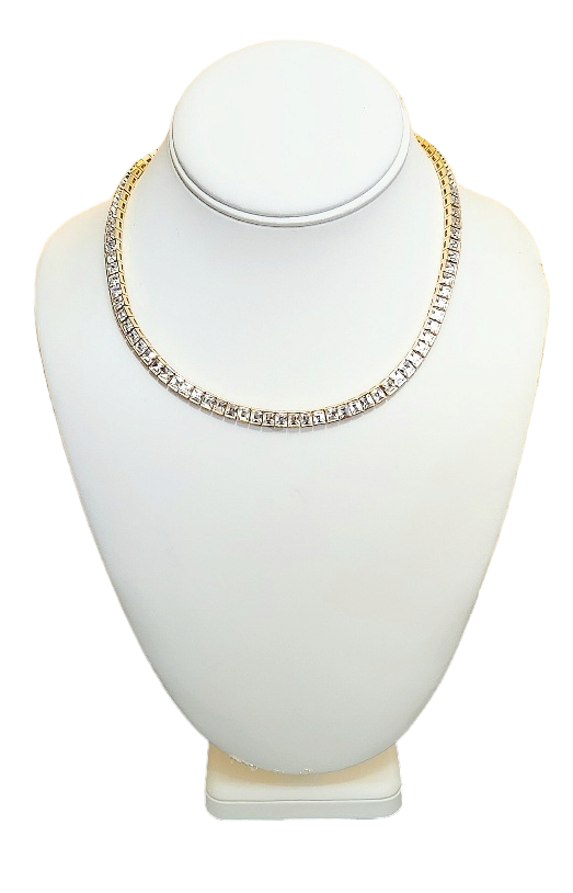 16.5" Gold With Crystal Stones Slide Lock Clasp Necklace