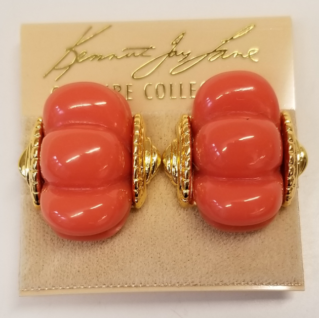 Coral shrimp clip earring