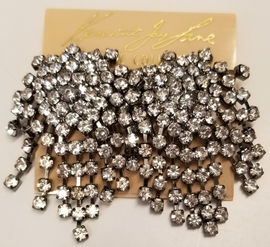 Gunmetal Crystal Cluster Clip Earring