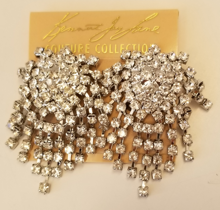 Rhodium Crystal Cluster Clip Earring
