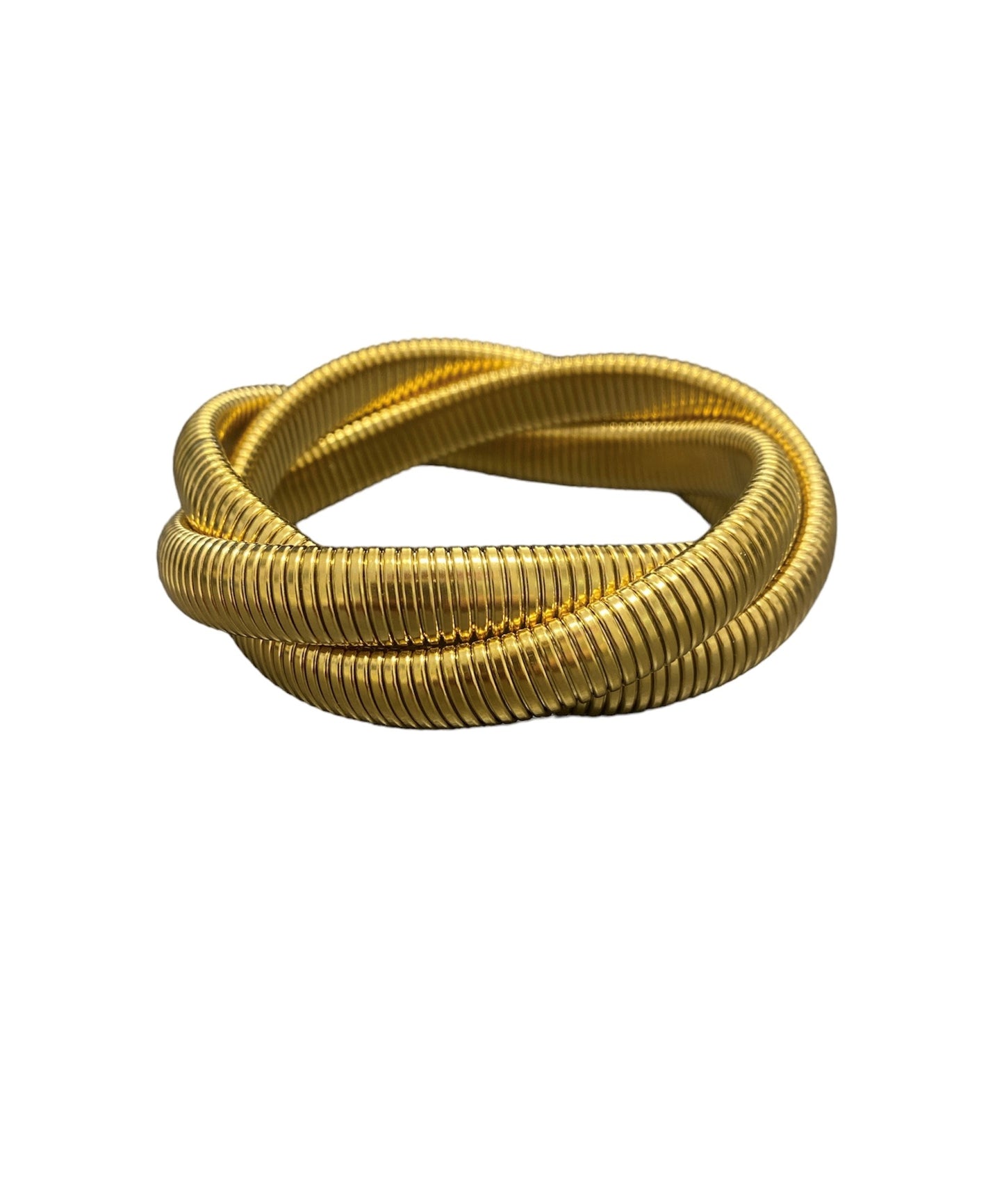 Interlock Gold Snake Chain Stretch Bracelet