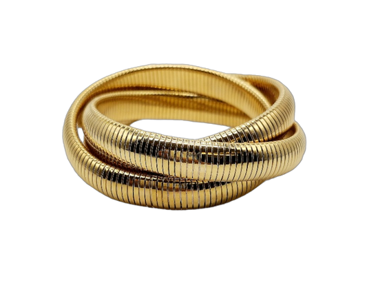Gold Triple Snake Chain Slip On Bracelet